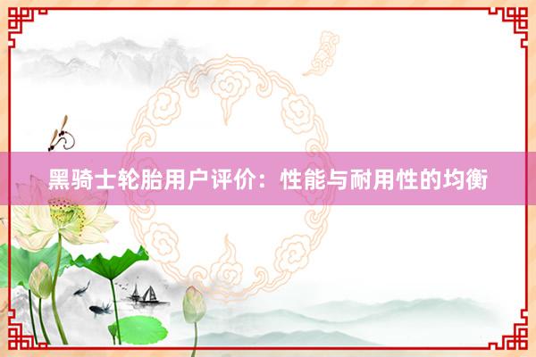 黑骑士轮胎用户评价：性能与耐用性的均衡